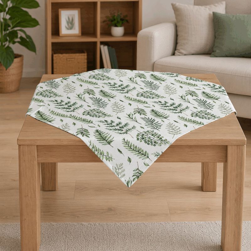 Obrus, mix zelených listov, 100% polyester, 80x80cm, UBR127-3