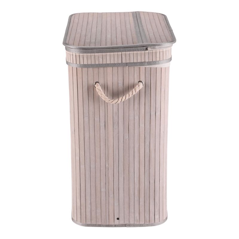 Kôš na prádlo, 52cm, bambusový, s vekom, sivý, DB2000 GREY