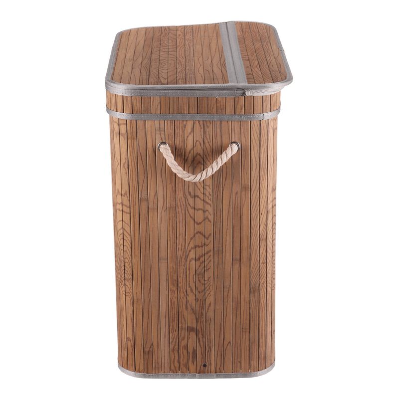 Kôš na prádlo, 52cm, bambusový, s vekom, sivo-hnedý, DB2000 GREY-DK