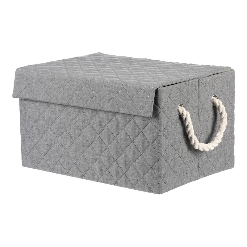 Kôš látkový, krabica s uchami a vekom, nízky, sivý, DT3003 GREY