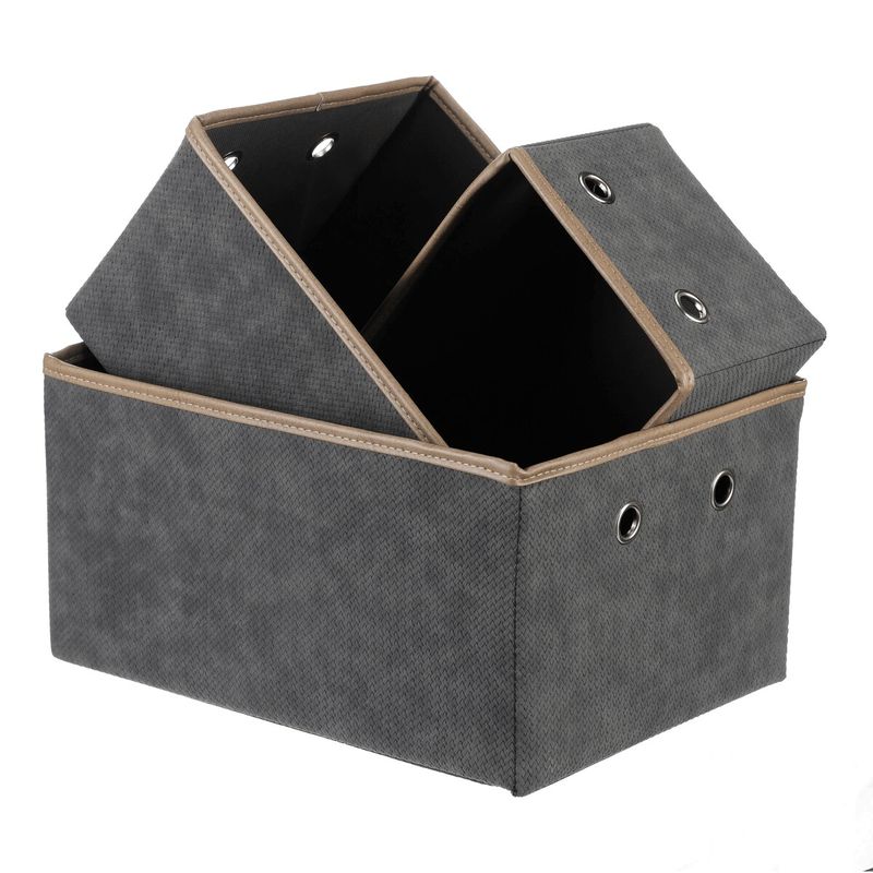 Kôš látkový, skladací, sivý, sada 3 ks, DT3006 GREY