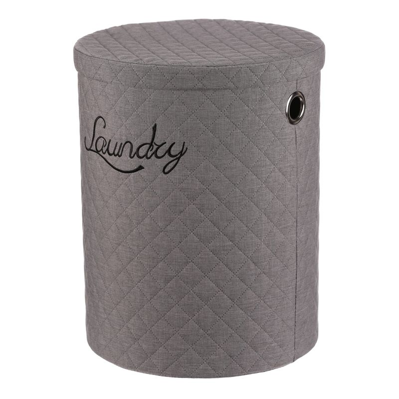 Kôš na bielizeň, látka, okrúhly, sivý, sada 5 ks, DT3007 GREY