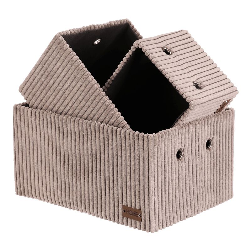 Kôš regálový, menčestrový poťah, sivý, sada 3 ks, DT3016 GREY