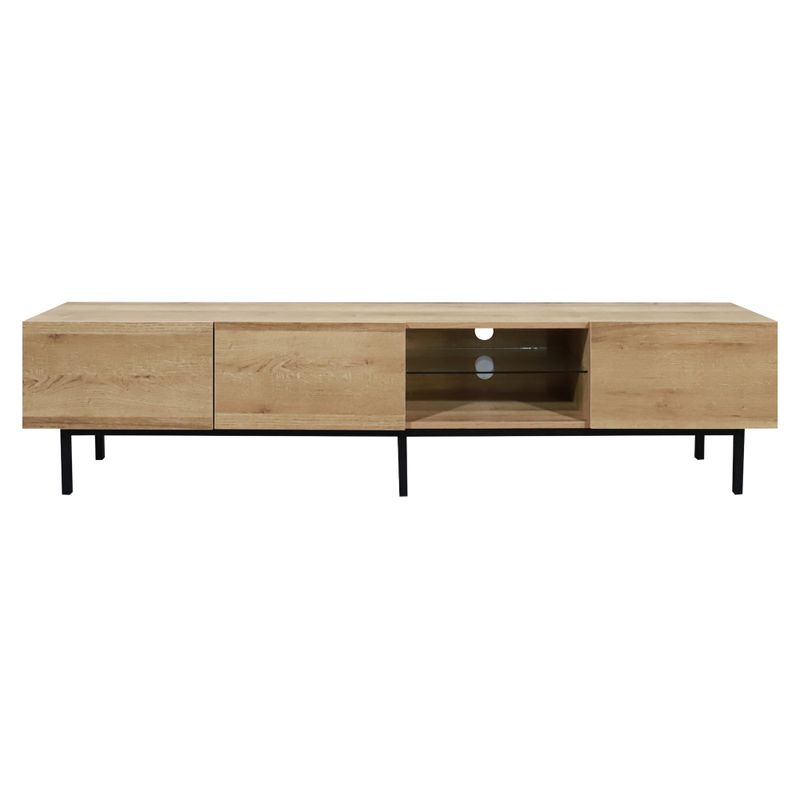 TV stolík, 175cm, dub, čierny, BASTIEN