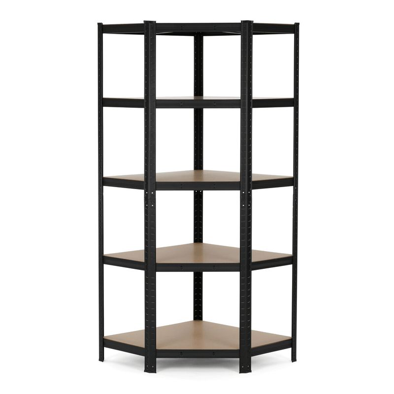 Rohový regál, 75cm, kov, čierny, AUR-G2075 BK