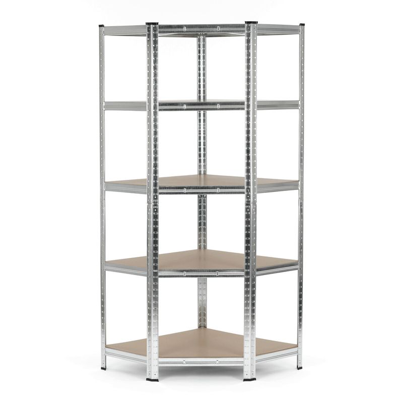 Rohový regál, 75cm, kov, strieborný, AUR-G2075 SIL