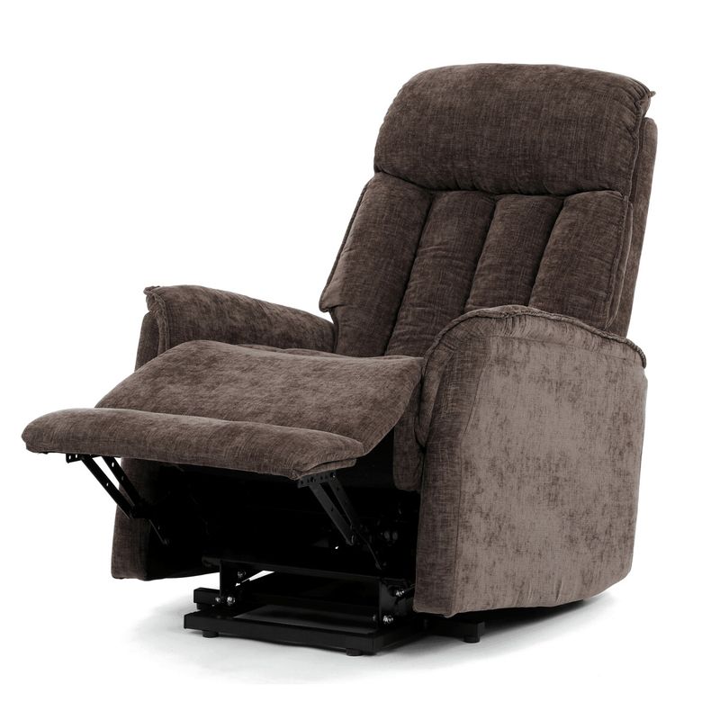 Polohovacie elektrické kreslo, hnedá látka, 200kg, TV-H9727 BR2
