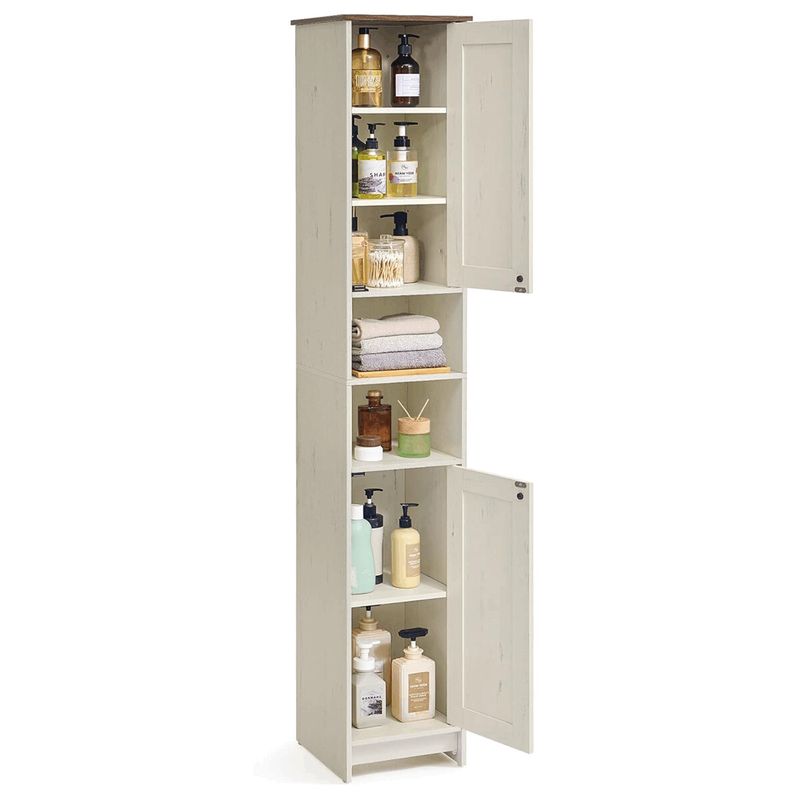 Kúpeľňová vysoká skrinka, 30cm, MDF, biela, AUK-E1166 WT