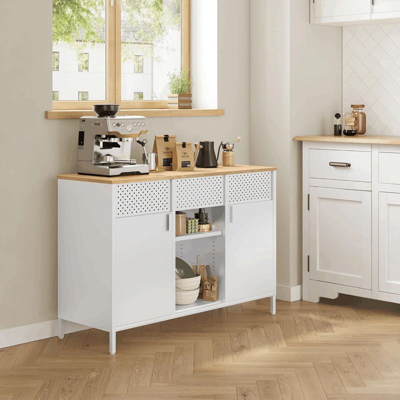 Komoda 110x40x76cm, kov, biela, AUK-E1420 WT