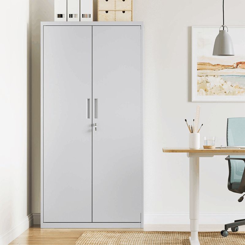 Úložná skriňa 80x40x180cm, kov, biela, AUS-E1115 GREY