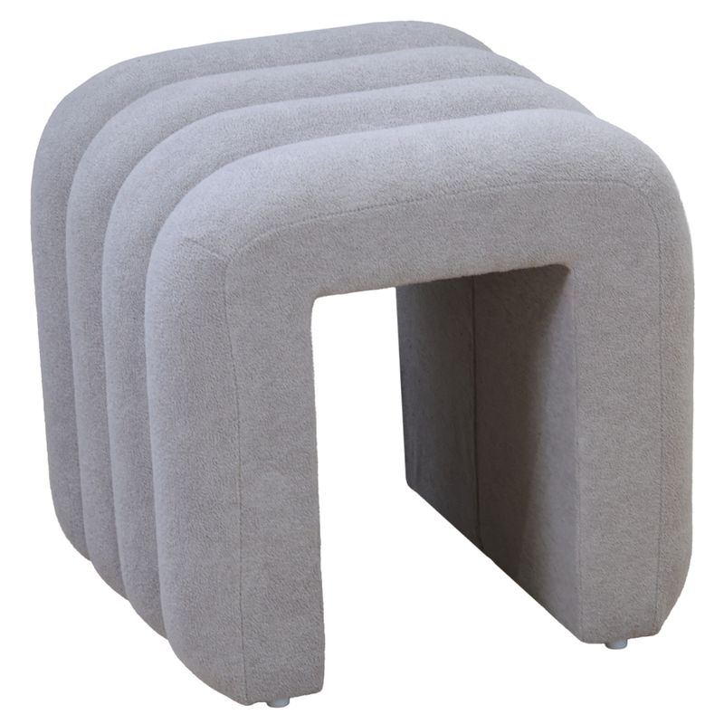 Dizajnový taburet, 40cm, sivá látka, SUNDO