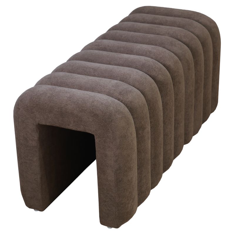 Dizajnová lavica, 95cm, hnedá látka, SUNDO