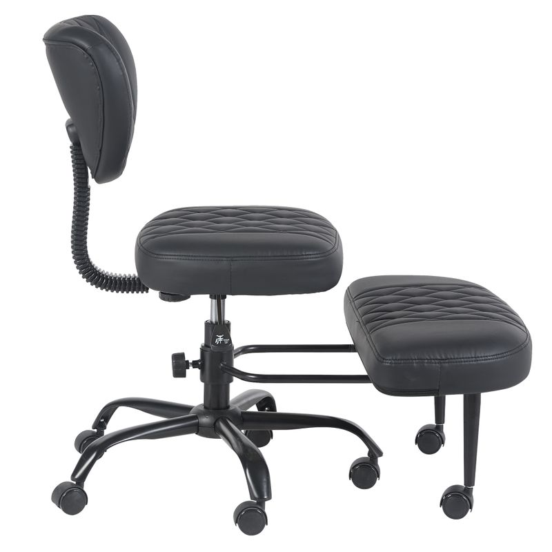 Ergonomická kľakačka, 44cm, čierna ekokoža, čierny kov, SAMER