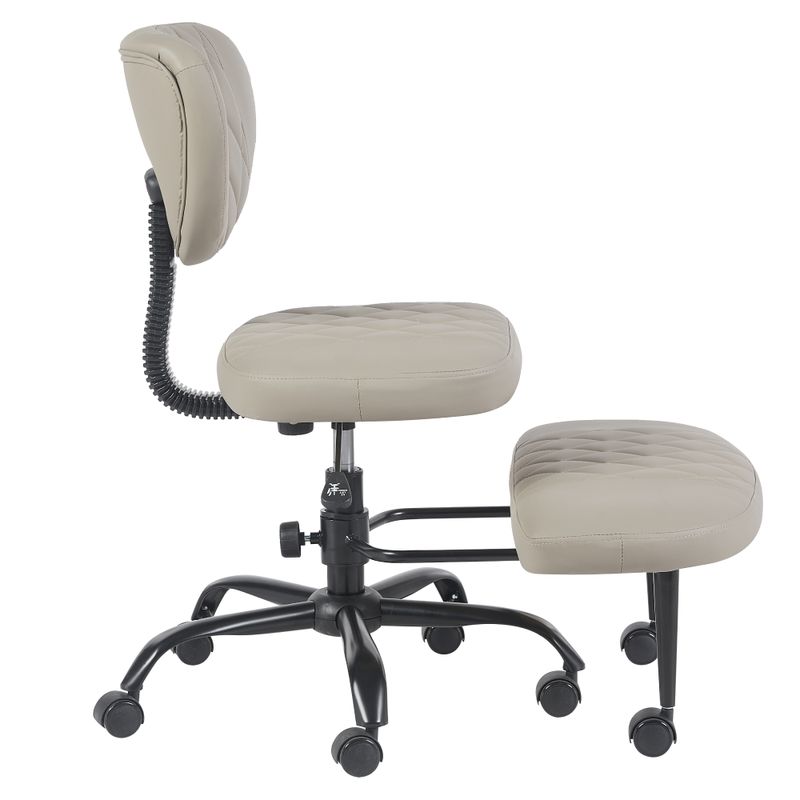 Ergonomická kľakačka, 44cm, sivohnedá Taupe ekokoža, čierny kov, SAMER