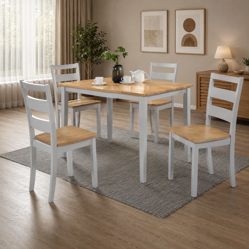 Jedálenský set 1+4, 120x75, dub prírodný, svetlosivý, LORAM