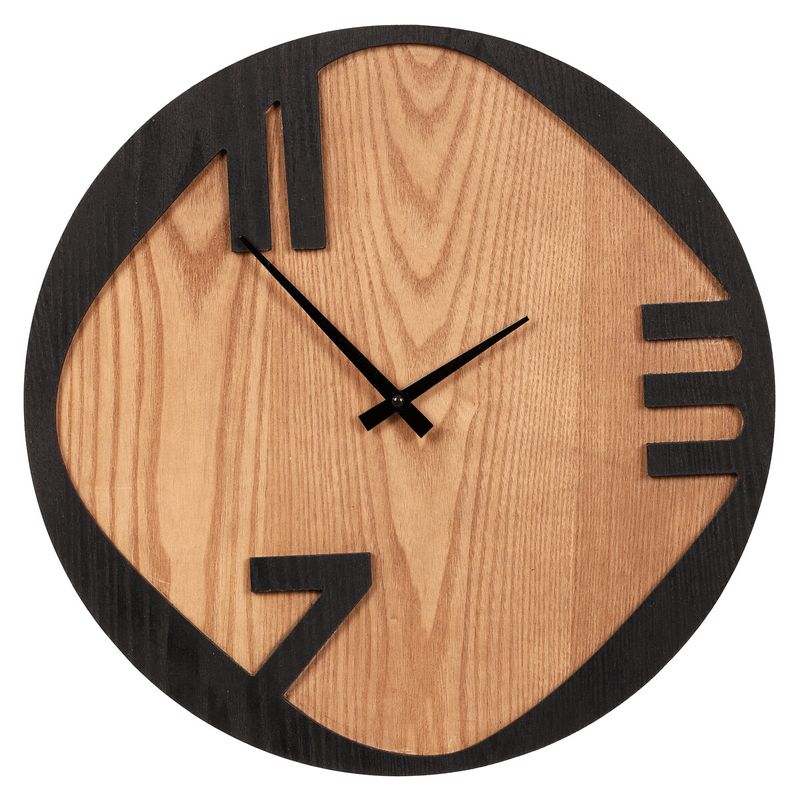 Hodiny nástenné, kov a MDF s jaseňovou dyhou, 45cm, FA23-013