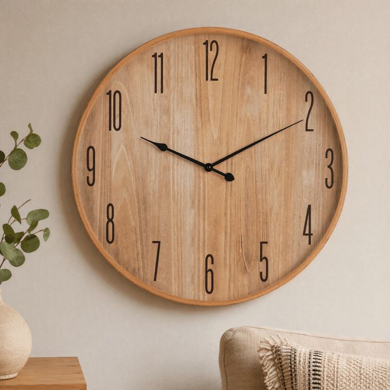 Hodiny nástenné, MDF a drevený rám, imitácia dyhy, 53cm, HA1746