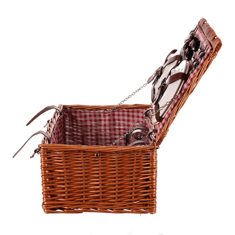 Kôš piknikový s vybavením, 4 osoby, prútený, farba hnedá, PRN2019 BR