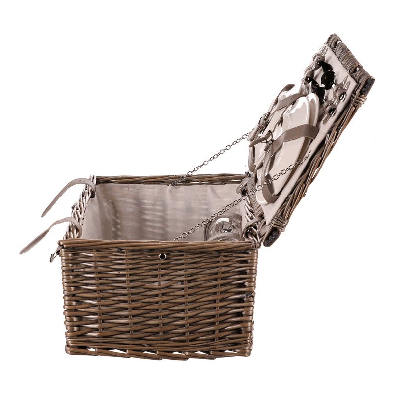 Kôš piknikový s vybavením, 4 osoby, prútený, farba sivá, PRN2019 GREY