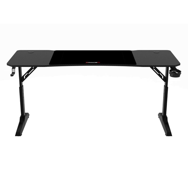 Pevný herný stôl 160x60cm, nastaviteľná výška, melamín, carbon, LT-H1116 BK