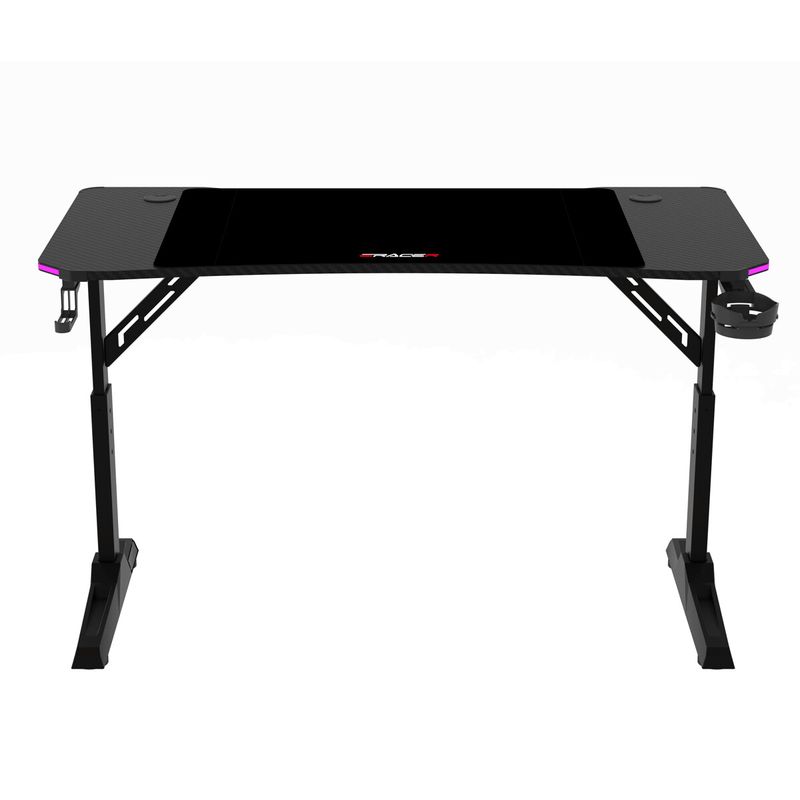 Pevný herný stôl 120x60cm, RGB LED, nastaviteľná výška, melamín, carbon, LT-H1212 BK