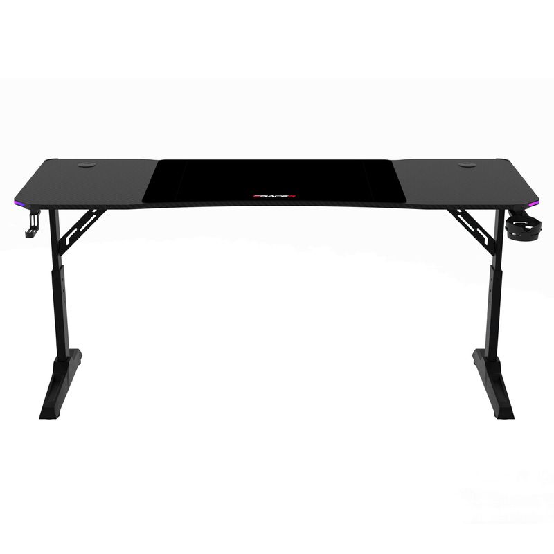 Pevný herný stôl 160x60cm, RGB LED, nastaviteľná výška, melamín, carbon, LT-H1216 BK