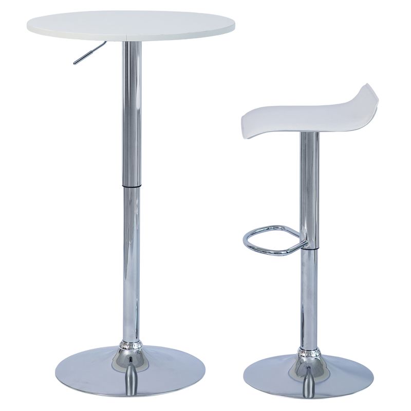 Barový stôl, 60cm, nastaviteľný, biely, chróm, BRANY 3 NEW