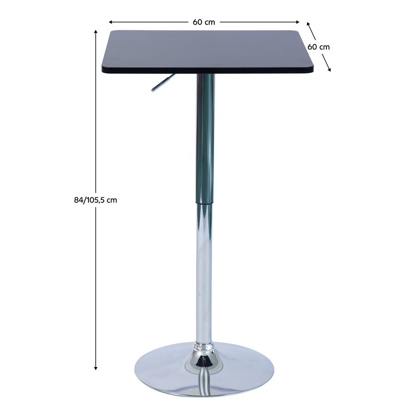 Barový stôl, 60cm, s nastaviteľnou výškou, čierny, FLORIAN 4 NEW