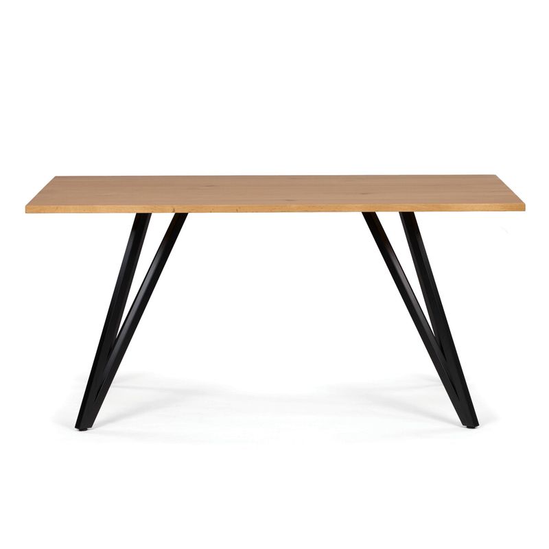 Jedálenský stôl 160x90cm, dýha dub, čierny kov, HT-F5516 OAK