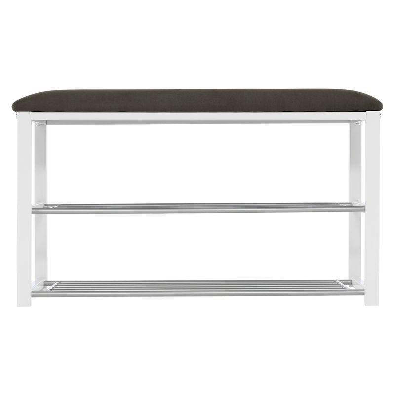 Lavica s botníkom, 81cm, sivá, biela, LANGELLA NEW