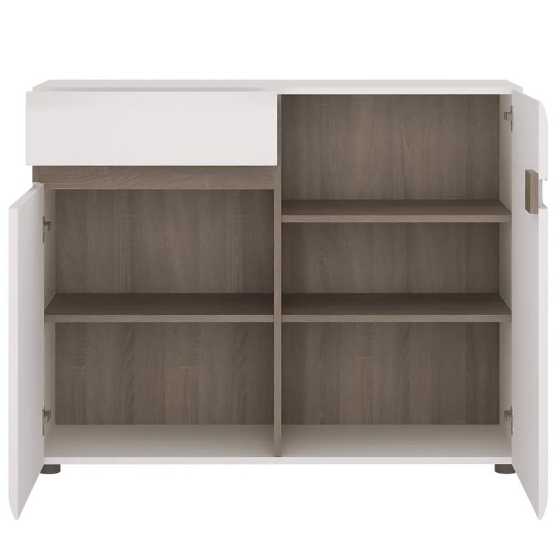 Komoda, 110cm, 2 dverová, biela, LYNATET TYP 35