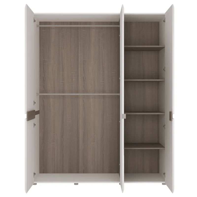 Skriňa, 164cm, kombinovaná, biela, dub, zrkadlo, LYNATET TYP 22