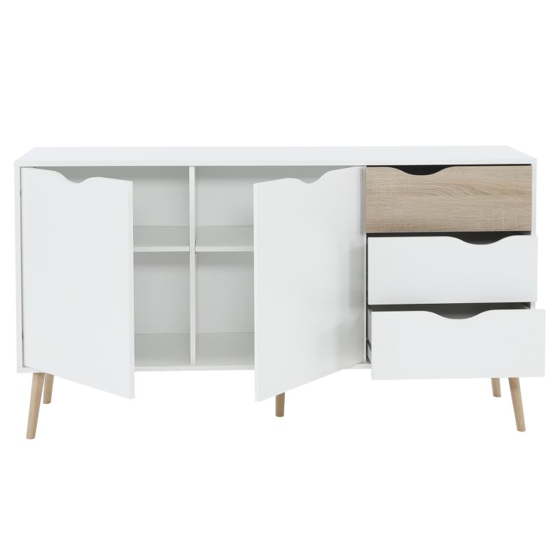 Komoda, 147cm, kombinovaná, dub sonoma, biela, OSLO 75381