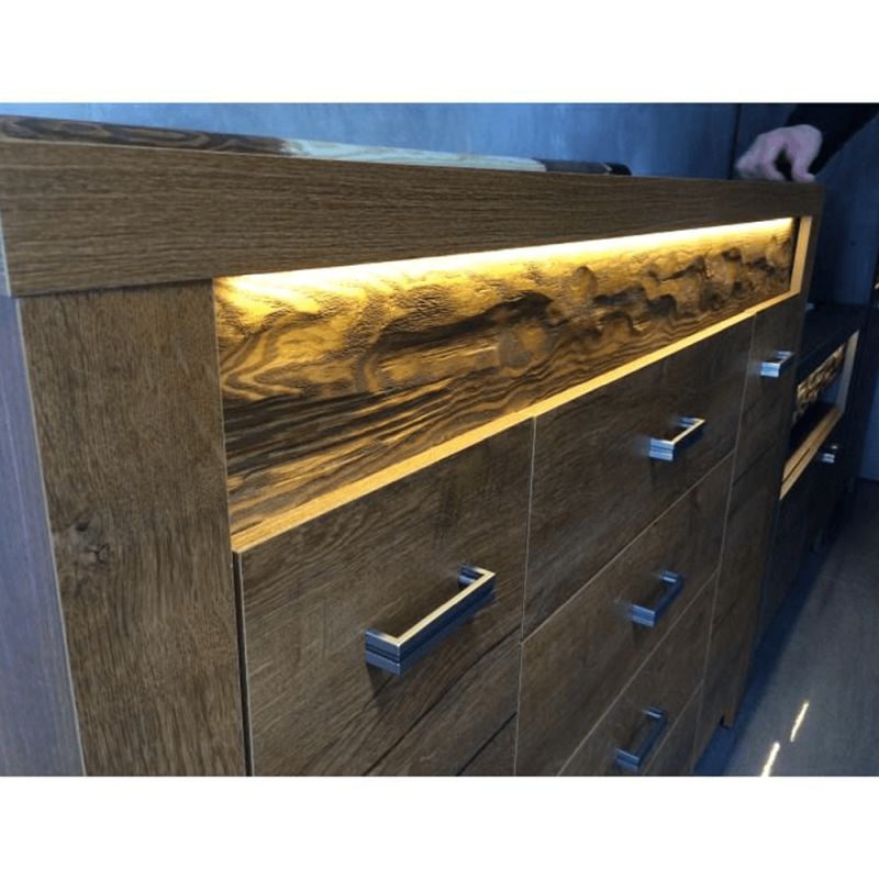 Komoda, 137cm, kombinovaná, jaseň tmavý, INFINITY 08