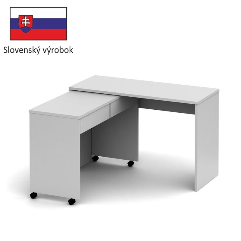 PC stôl, 120x50cm, rozkladací, biely, VERSAL NEW