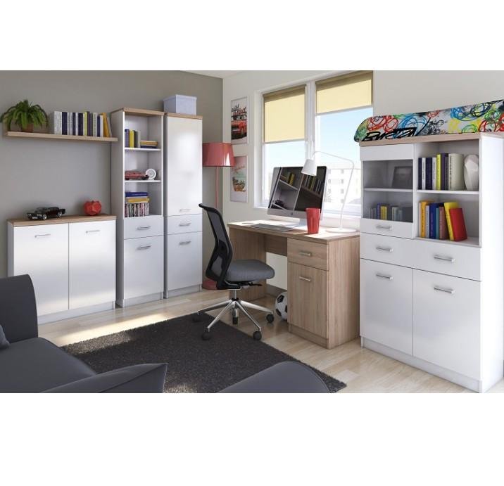 Regál, 40cm, biely, dub sonoma, TOPTY 1d1s