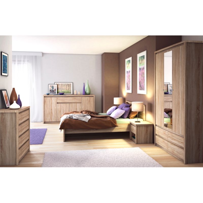 Skriňa, 127cm, kombinovaná, dub sonoma, zrkadlo, NORTY TYP 1 3D4S