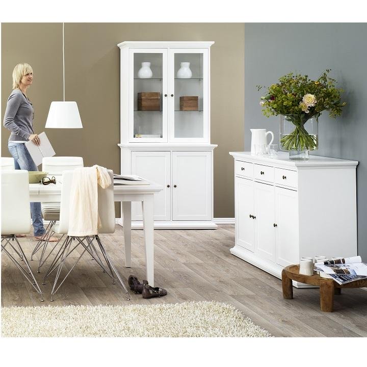 Komoda, 144cm, kombinovaná, biela, PARIS 3Z3D