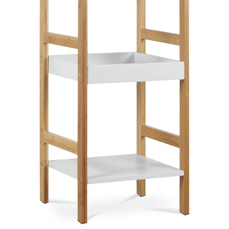 Regál, 30cm, masív, bambus, biely, DR-013-3