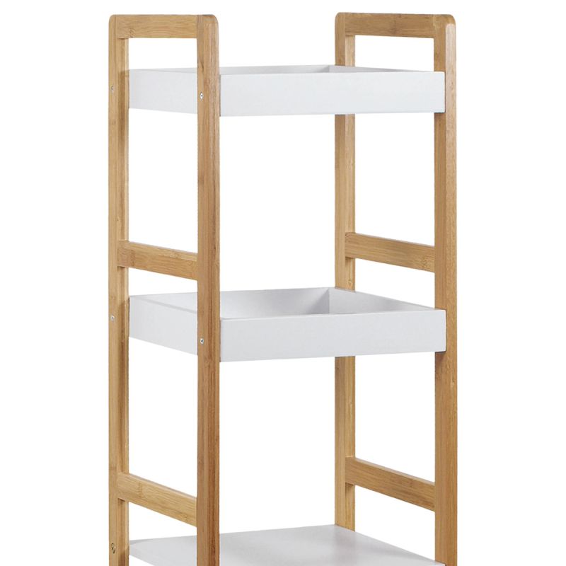 Regál, 30cm, masív, bambus, biely, DR-013-4