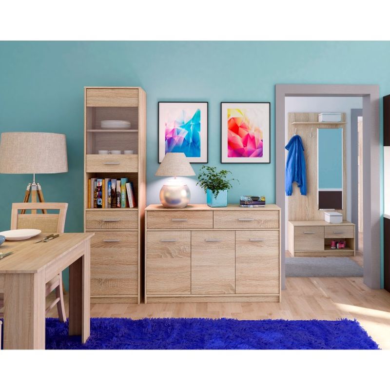 Komoda, 83cm, kombinovaná, dub sonoma, TEYO 2D1S