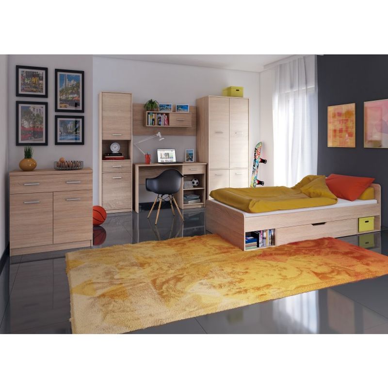 RTV stolík, 123cm, dub sonoma, TEYO 2D1S