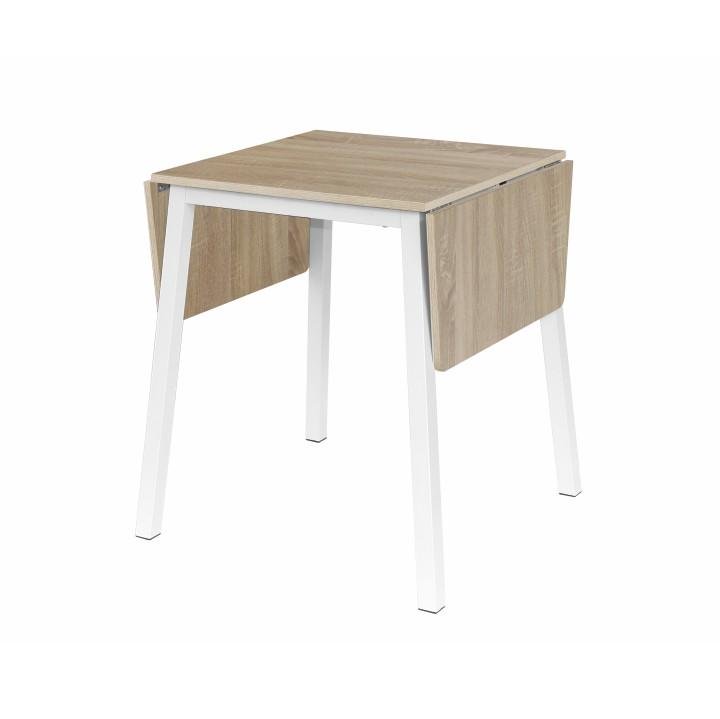 Jedálenský stôl, 60x60cm, rozkladací, MDF, dub sonoma, biely, MAURO