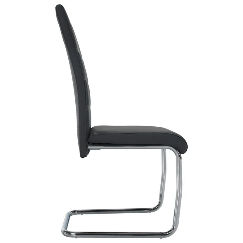 Jedálenská stolička, ekokoža tmavo sivá, nohy chróm, ABIRA NEW