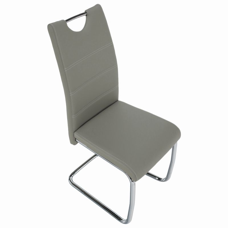 Jedálenská stolička, ekokoža svetlo sivá, nohy chróm, ABIRA NEW