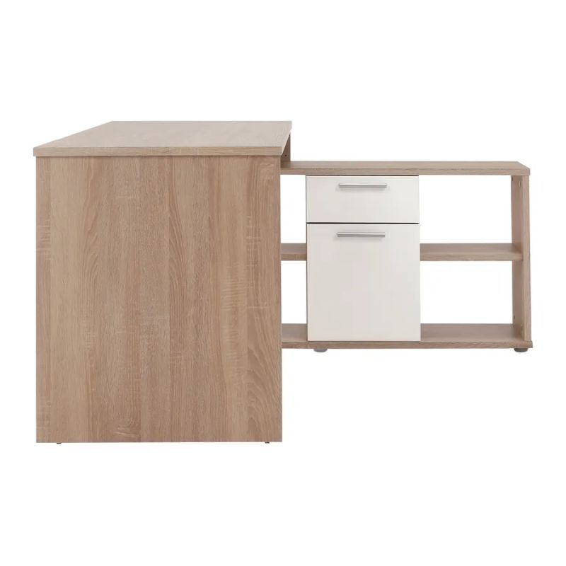 PC stôl, 135x135cm, dub sonoma, biely, NOE NEW