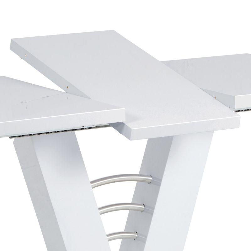 Jedálenský stôl 120-160x80cm, rozkladací, MDF, biely, HT-510 WT