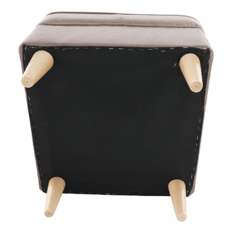 Moderný taburet, 40cm, látka béžovosivá, drevo buk, RUFINO 3 NEW