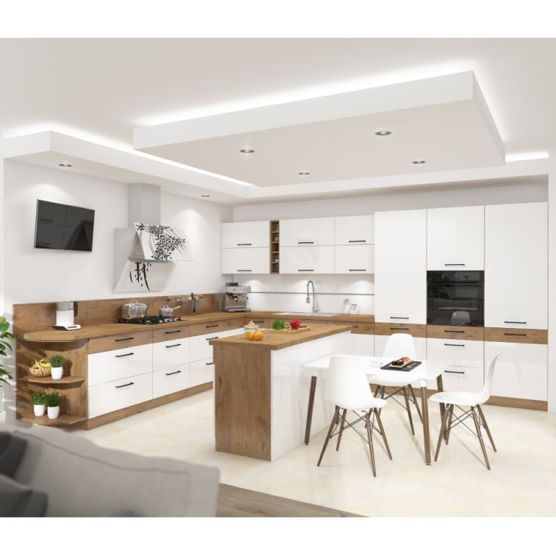 Spodná skrinka, 40cm, biely lesk, dub lancelot, VEGA D40 3S BB