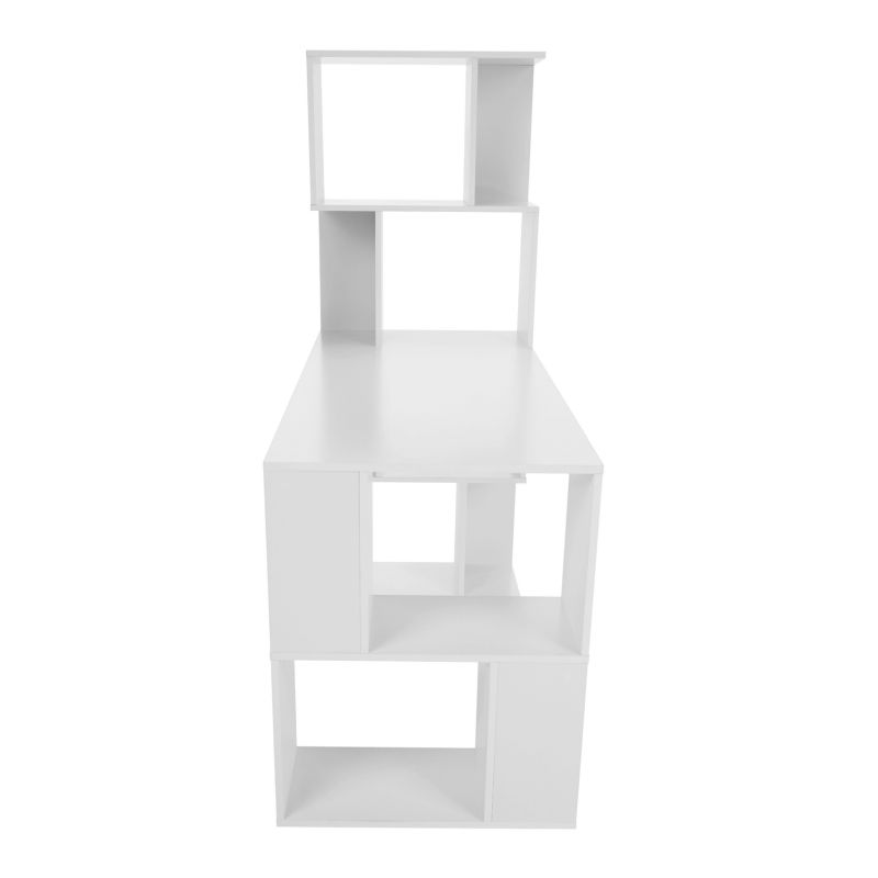 PC stôl, 120x60cm, s regálom, biely, FLOKI NEW